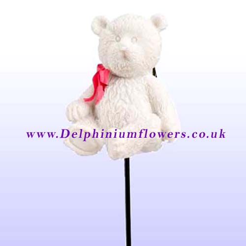 Graveside Teddy Bear & Pink Bow Photo Tribute Holder - Click Image to Close